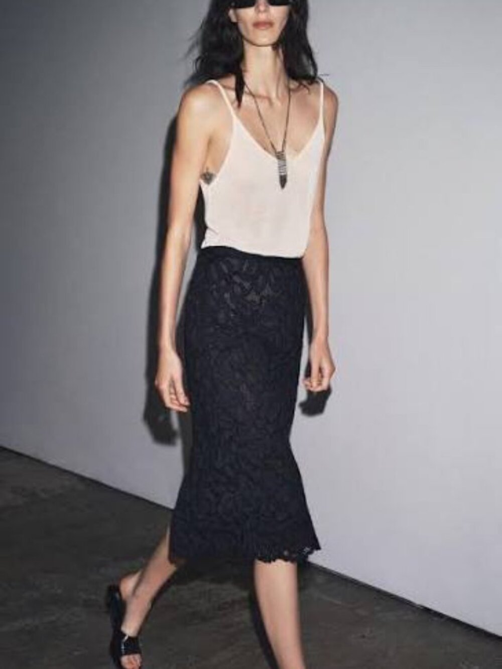 ZARA ZW COLLECTION LACE MIDI SKIRT